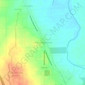 Mapa topográfico Colonia Magisterial, altitud, relieve
