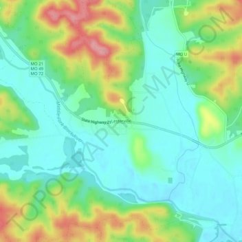 Mapa topográfico Lesterville, altitud, relieve