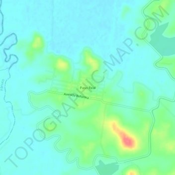 Mapa topográfico Paso Real, altitud, relieve