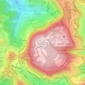 Mapa topográfico Kaltes Feld, altitud, relieve