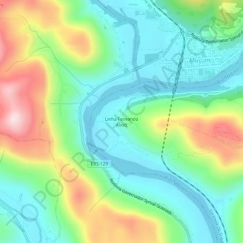 Mapa topográfico Linha Fernando Abott, altitud, relieve