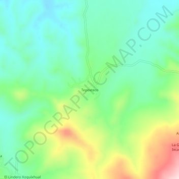 Mapa topográfico Tepoxteco, altitud, relieve