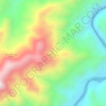Mapa topográfico Cerro Corazon, altitud, relieve