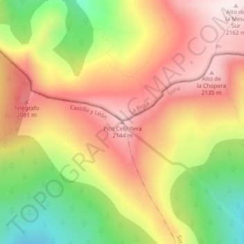 Mapa topográfico Cebollera, altitud, relieve