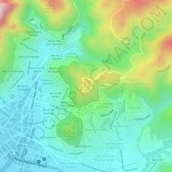 Mapa topográfico Cristo Rey, altitud, relieve
