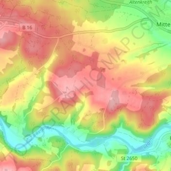 Mapa topográfico Lunz, altitud, relieve
