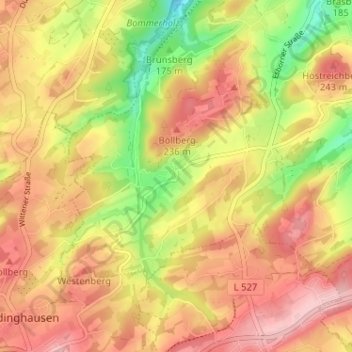 Mapa topográfico Albringhausen, altitud, relieve