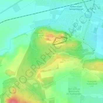 Mapa topográfico Spiegelsberge, altitud, relieve