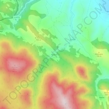Mapa topográfico Nograro, altitud, relieve
