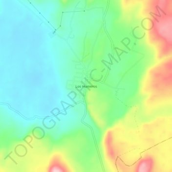 Mapa topográfico Los Humeros, altitud, relieve