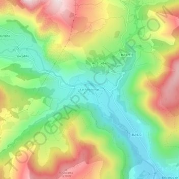 Mapa topográfico Las Machorras, altitud, relieve