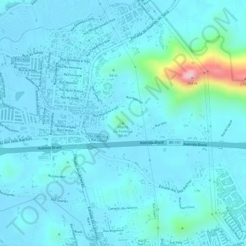 Mapa topográfico Morro da Formiga, altitud, relieve