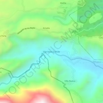 Mapa topográfico Barranca Grande, altitud, relieve