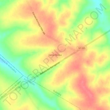 Mapa topográfico Santa Teresa, altitud, relieve