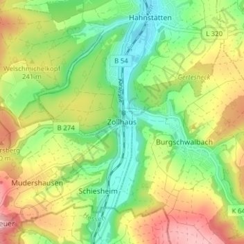 Mapa topográfico Zollhaus, altitud, relieve