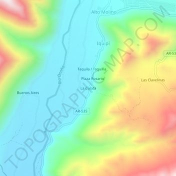 Mapa topográfico La Culata, altitud, relieve