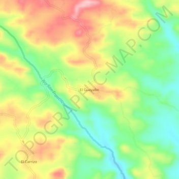 Mapa topográfico El Guayabo, altitud, relieve