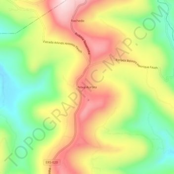 Mapa topográfico Nova Aurora, altitud, relieve