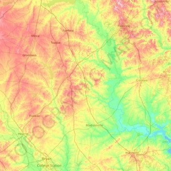 Mapa topográfico Leon, altitud, relieve