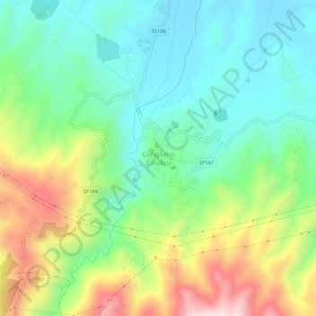 Mapa topográfico Corigliano Calabro, altitud, relieve