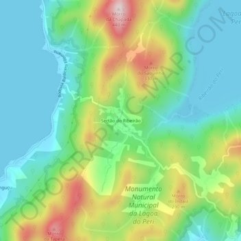 Mapa topográfico Sertão do Ribeirão, altitud, relieve