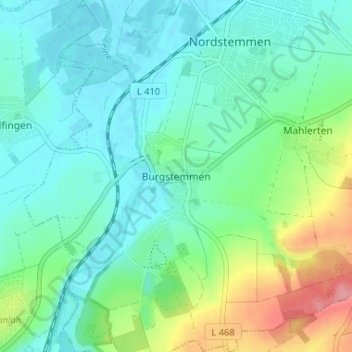 Mapa topográfico Burgstemmen, altitud, relieve