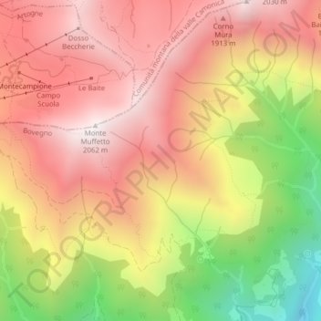 Mapa topográfico Costarica, altitud, relieve