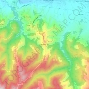 Mapa topográfico Malandruge, altitud, relieve