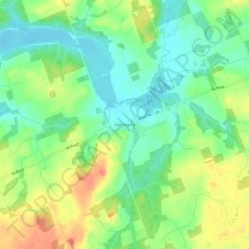 Mapa topográfico Harrington, altitud, relieve