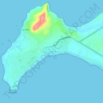 Mapa topográfico Corral del Risco, altitud, relieve