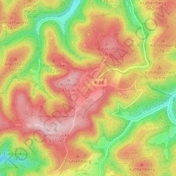 Mapa topográfico Röhrenspring, altitud, relieve