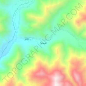 Mapa topográfico Pacayal, altitud, relieve