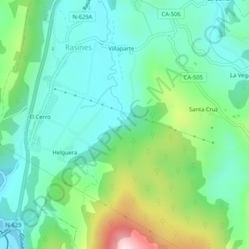 Mapa topográfico Cueva del Valle, altitud, relieve