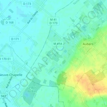 Mapa topográfico Piètre, altitud, relieve