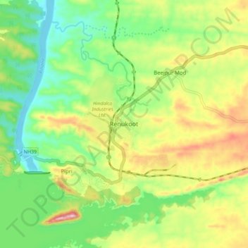 Mapa topográfico Renukut, altitud, relieve