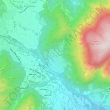 Mapa topográfico Rocchetta, altitud, relieve