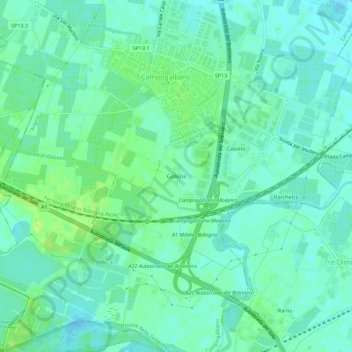 Mapa topográfico Galleria, altitud, relieve
