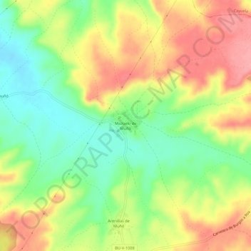 Mapa topográfico Mazuelo de Muñó, altitud, relieve