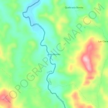Mapa topográfico Bajo Bonito, altitud, relieve