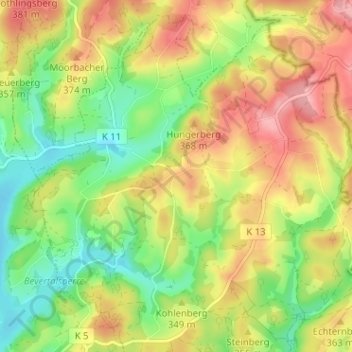 Mapa topográfico Egen, altitud, relieve