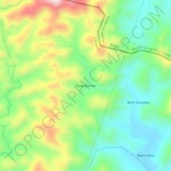 Mapa topográfico Duas Barras, altitud, relieve