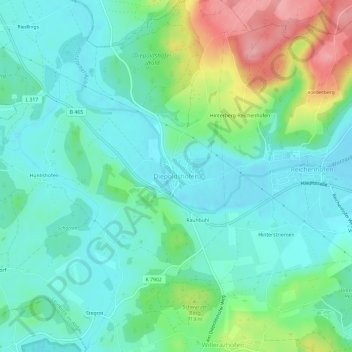 Mapa topográfico Diepoldshofen, altitud, relieve