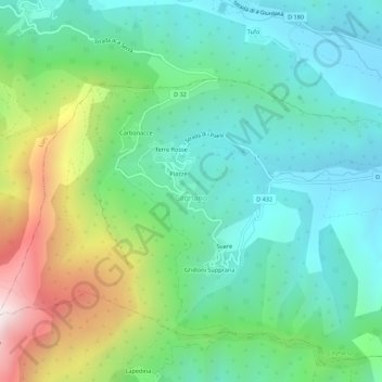 Mapa topográfico Ortale, altitud, relieve