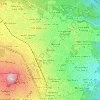 Mapa topográfico Floresta, altitud, relieve