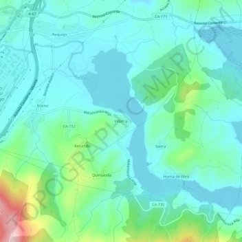 Mapa topográfico Villafría, altitud, relieve