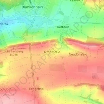 Mapa topográfico Altdörnfeld, altitud, relieve
