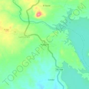 Mapa topográfico Huaypirá, altitud, relieve
