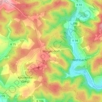 Mapa topográfico Wingendorf, altitud, relieve