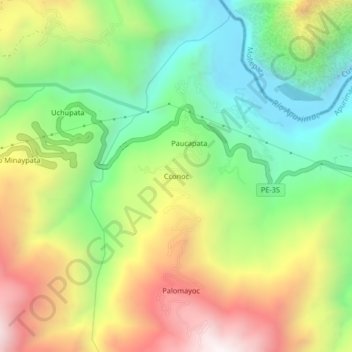 Mapa topográfico Cconoc, altitud, relieve