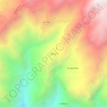 Mapa topográfico Tiaparo, altitud, relieve